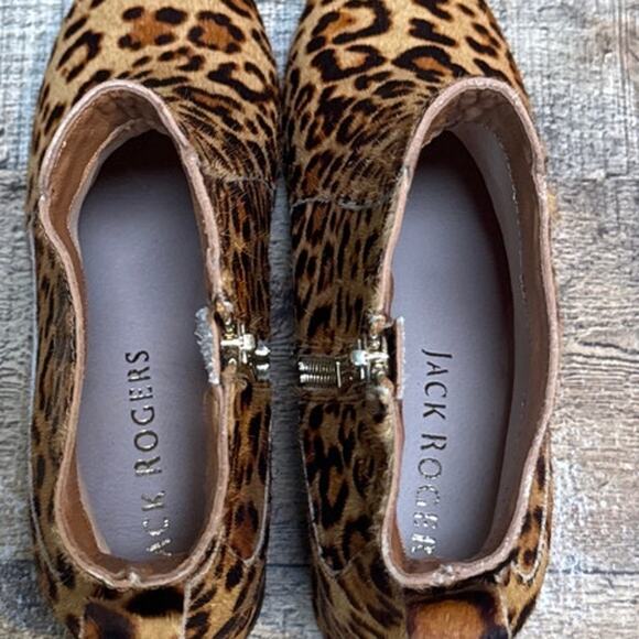 NEW Jack Rogers Berkley Booties Leopard Calf Hair Ankle Boots Size 7 - Picture 8 of 11